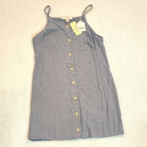 Monteau Pinstripe Button-Front Mini Dress